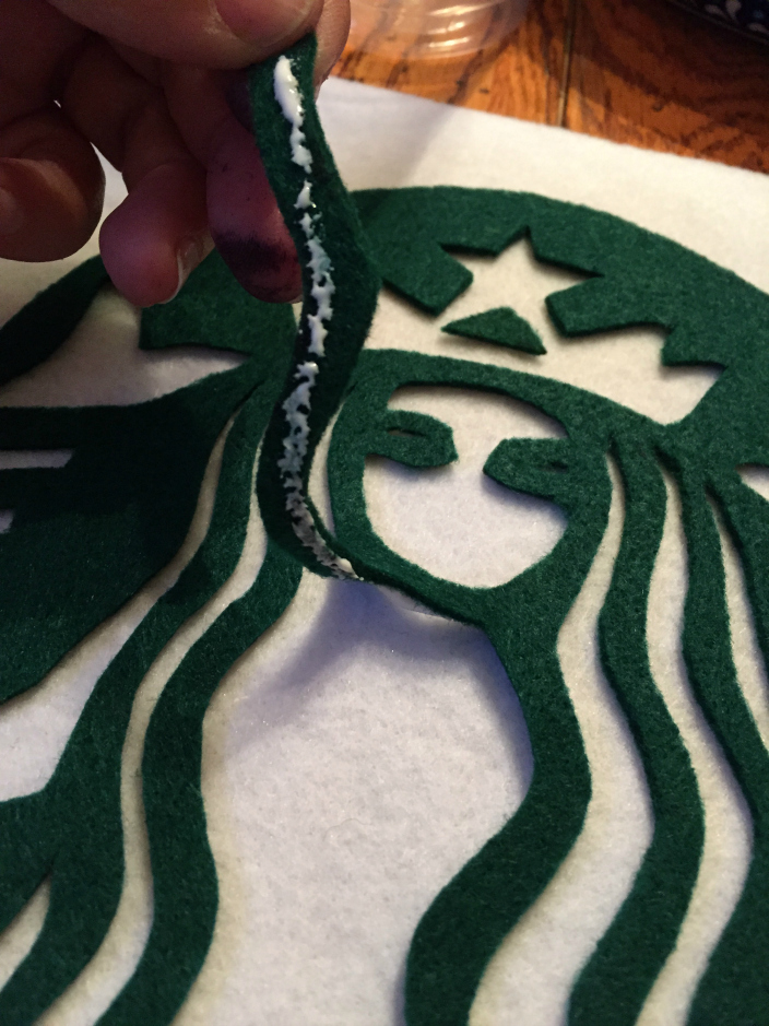 Sue at Home Starbucks Latte Costume felt